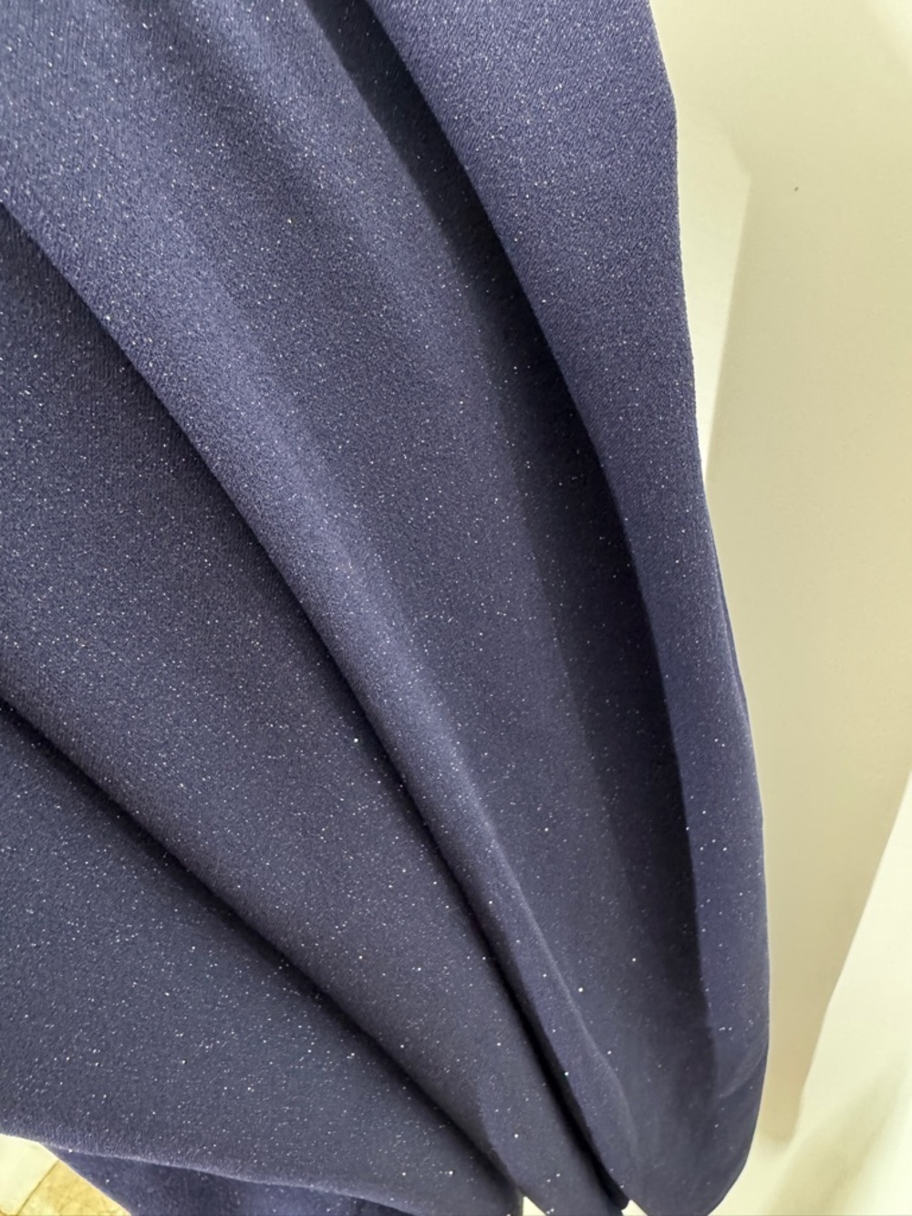 NWT Women's One Shoulder Ruched Maxi Dress Navy Blue Glitter Formal Gown Sz L - Picture 4 of 7